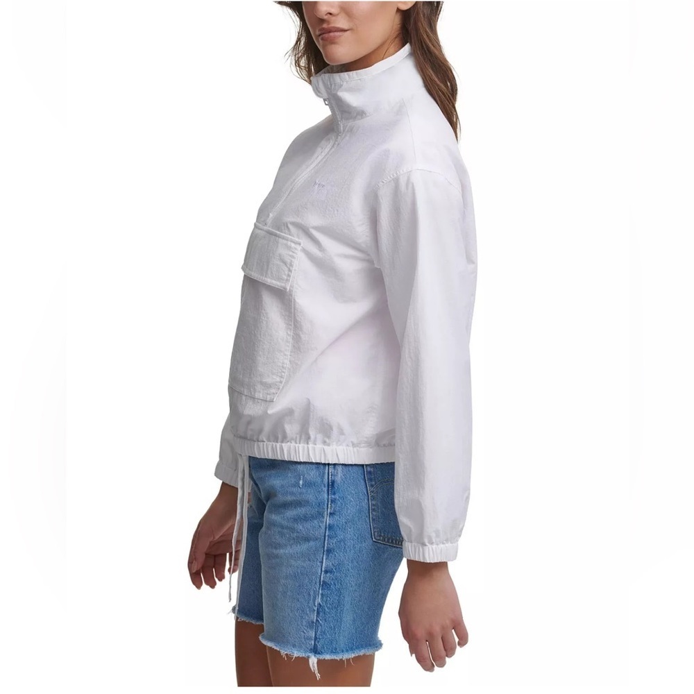 Levis Womens White Quarter Zip Anorak Windbreaker Jacket Pullover Size Medium - Picture 2 of 7